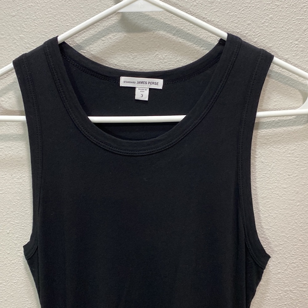 Standard James Perse skinny side ruched‎ dress  tank dress black - Picture 2 of 11